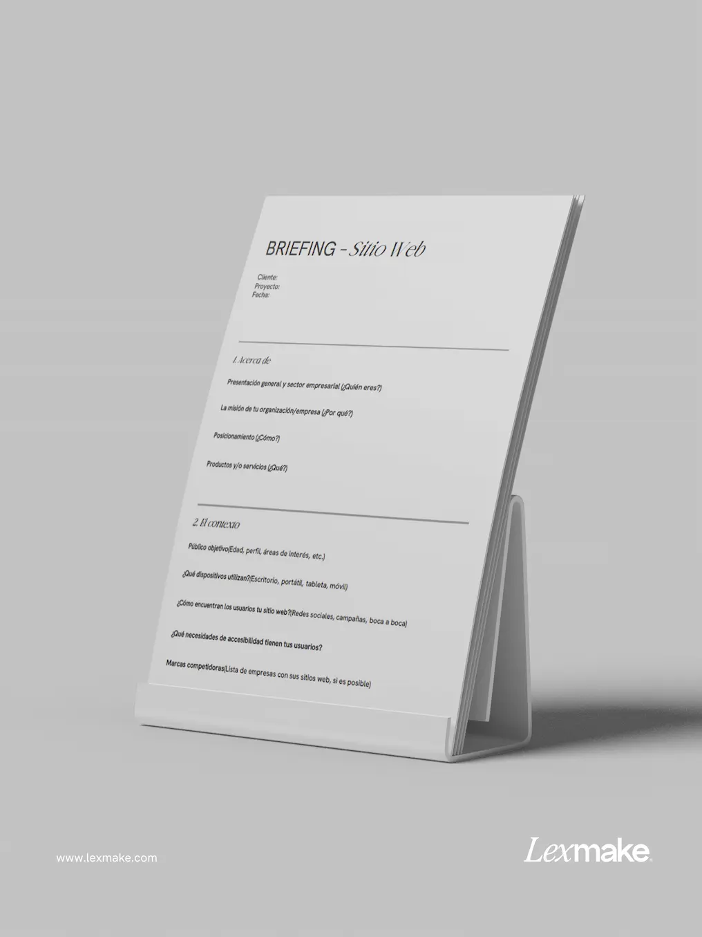 INITIAL BRIEF TO MAKE A WEBSITE